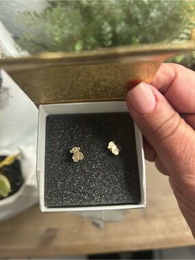 Gold Teddy Bear Stud Earrings for Kids -14 k Gold real